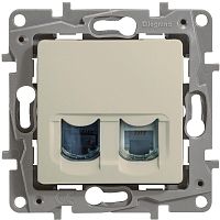 Розетка телефон+компьютер без рамки Legrand Etika 2-м. RJ11+RJ45 5е слоновая кость  картинка